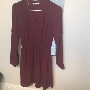 Long sleeve maroon dress